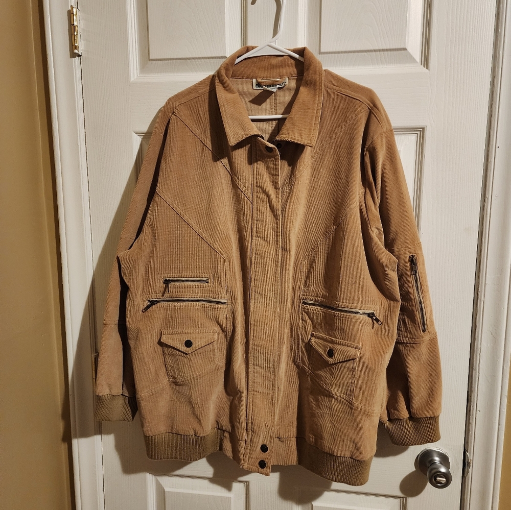 Denim 24/7 Womens Utility Corduroy Jacket Muliple Pockets Sz24